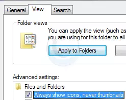 always show icons in windows 7