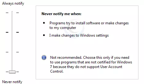 turning off UAC in Windows 7