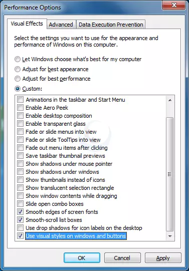 windows 7 performance settings for speed