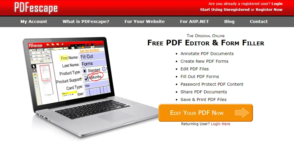 editing PDF online with PDF escape